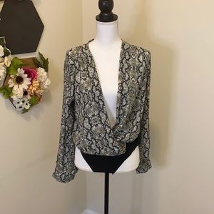 Very Deep V/Low cut Snakeskin body suit